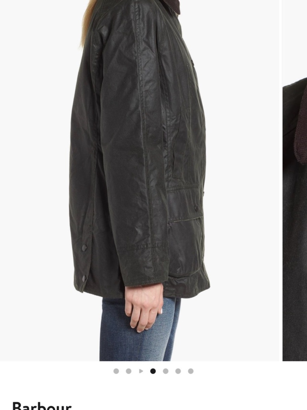 Barbour Women's Olive Beadnell Waxed Cotton Jacket Size 6 Like New - Picture 2 of 16